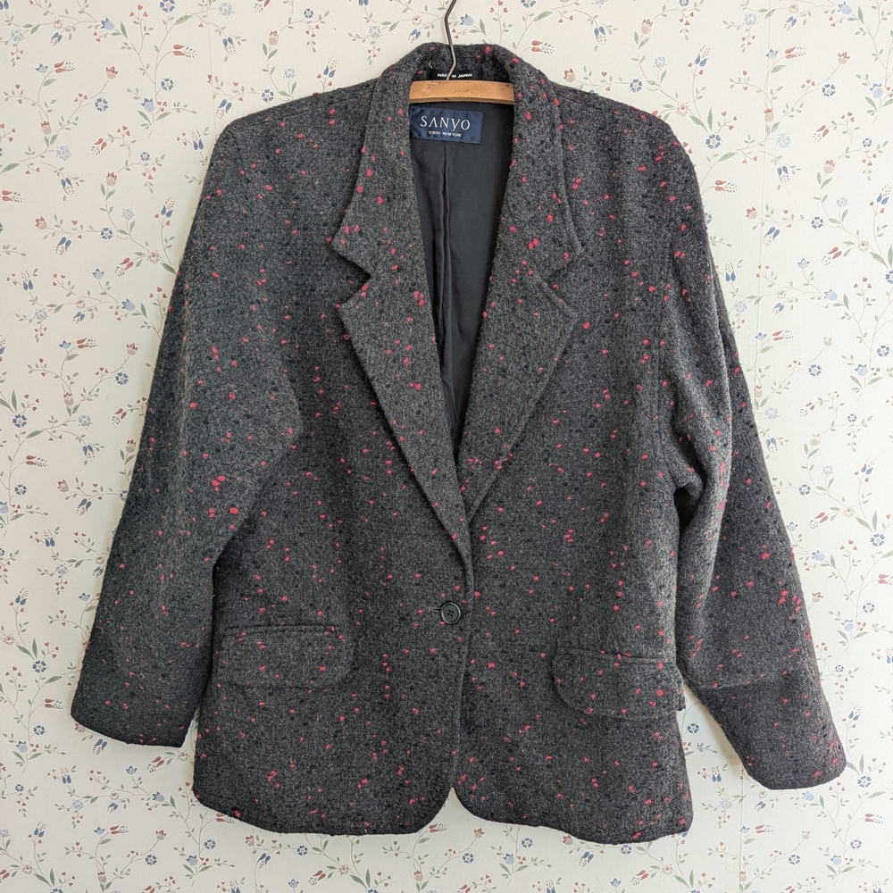 Sanyo Blazer Wool Blend New York Tokyo Oversized 14 Jacket Vintage Old Money